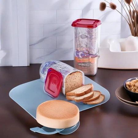 Cutie Depozitare Paine, , din Plastic, 34 x 13 cm, Pastreaza Prospetimea, Capac Rosu [2]