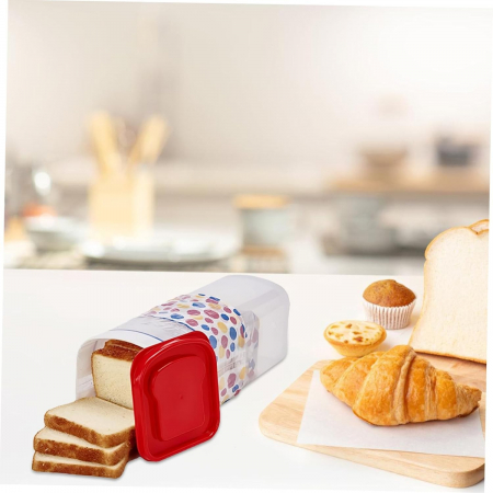 Cutie Depozitare Paine, , din Plastic, 34 x 13 cm, Pastreaza Prospetimea, Capac Rosu [4]
