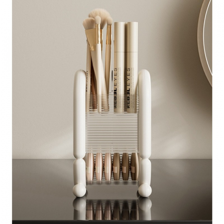 Cutie pentru Depozitare Cosmetice, , pentru Pensule, Creioane si Buretei, 4 Compartimente, din Plastic, 12 x 10 x 20 cm, Alb [7]