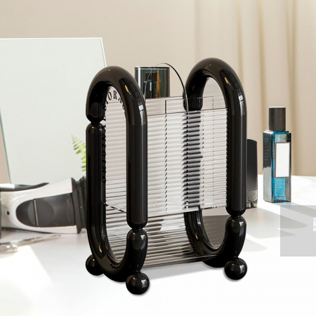 Cutie pentru Depozitare Cosmetice, , pentru Pensule, Creioane si Buretei, 4 Compartimente, din Plastic, 12 x 10 x 20 cm, Negru [3]