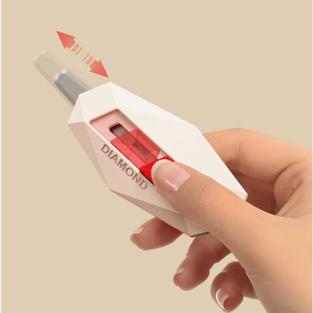 Cutter pentru Cutii, , Varf Rotunjit si Zimtat, Tip Breloc, 6.5x3.5 cm, Crem [6]