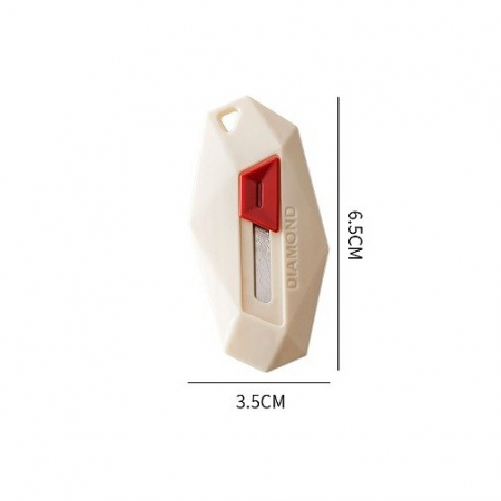 Cutter pentru Cutii, , Varf Rotunjit si Zimtat, Tip Breloc, 6.5x3.5 cm, Crem [2]