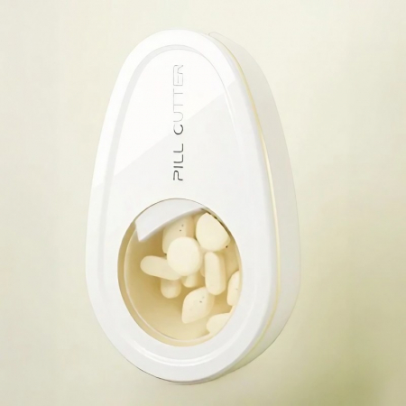 Cutie Taiat Pastile si Depozitare Medicamente, , Alba, 8x5x2.65 cm, Compacta si Portabila, Ideala Pentru Calatorii [1]