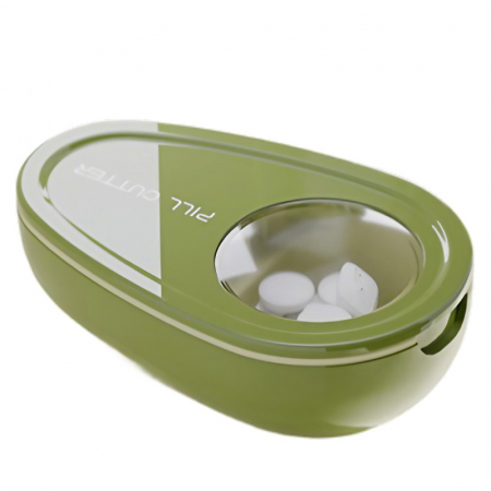 Cutie Taiat Pastile si Depozitare Medicamente, , Verde, 8x5x2.65 cm, Compacta si Portabila, Ideala Pentru Calatorii [2]