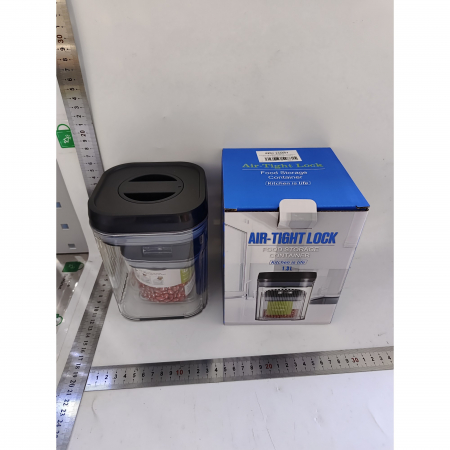 Cutii de Depozitare Alimente, , Set din 2 Cutii de Tip Container de 0.5 si 1.3 l, Recipiente pentru Cereale in Bucatarie, Transparente cu Capac Negru [1]