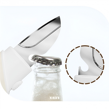 Cutit de Fructe Multifunctional, , Razatoare, Curatator Fructe-Legume, Deschizator de Sticle, 18.1x3.8x2cm, Alb [9]