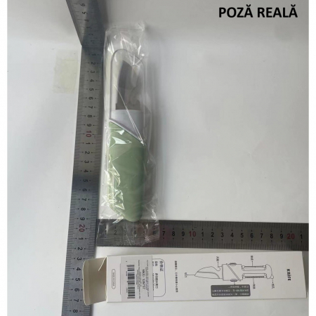 Cutit de Fructe Multifunctional, , Razatoare, Curatator Fructe-Legume, Deschizator de Sticle, 18.1x3.8x2cm, Verde [6]