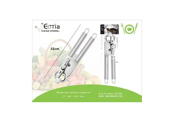 Articole pentru Casa Engros - Deschizator de conserve din inox 22 cm – Dispozitiv manual rezistent pentru bucatarie, usor de folosit si durabil, 