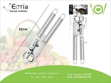 Deschizator de conserve din inox 22 cm – Dispozitiv manual rezistent pentru bucatarie, usor de folosit si durabil,  [1]