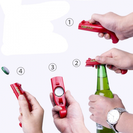 Deschizator de sticle, , Model Pistol, Plastic, ABS, pentru Dopuri Metalice, 13 x 6 x 3.7 cm, Rosu [3]