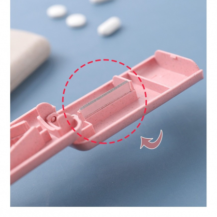 Dispozitiv taiere si depozitare medicamente, , Roz, Plastic, 8 x 4 x 1.8 cm [3]