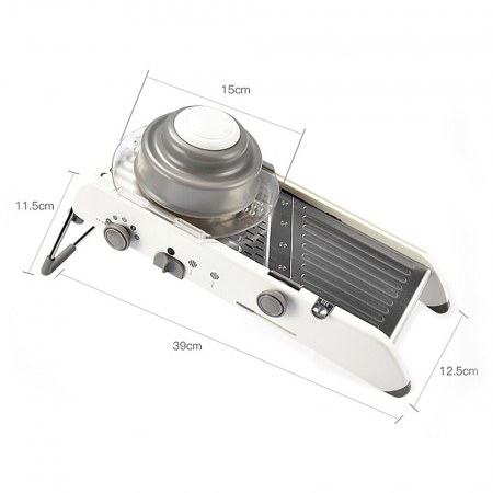 Feliator Manual Multifunctional, , Usor de Folosit, pentru Legume, Fructe, Razatoare, Otel Inoxidabil, Accesoriu Bucatarie, 39 x 11.5 x 12.5 cm Alb [1]