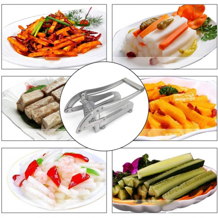 Feliator manual , pentru cartofi pai si legume, din inox, cu 2 dimensiuni de feliere, 25.5 x 11.7 cm, argintiu [6]