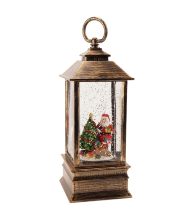 Decoratiuni luminoase de Craciun Engros - Felinar cu Mos Craciun, muzical  de Crăciun LED 25 cm cu efecte sonore și lumină caldă