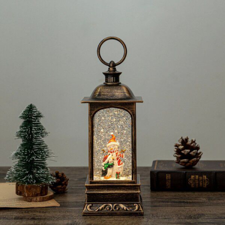 Decoratiuni luminoase de Craciun Engros - Felinar cu om de zapada, muzical  de Crăciun LED 25 cm cu efecte sonore și lumină caldă