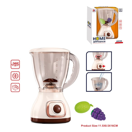 Jucarii de rol, scule si unelte Engros - Blender de jucarie cu palete rotative – vas gradat, buton functional, accesorii fructe, 3+ ani, 18x16x9cm
