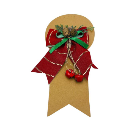 Fundita decorativa Craciun – 2 culori (rosu/auriu), cu conuri si clopotei – pentru usa, coronite si cadouri 17x15cm [1]