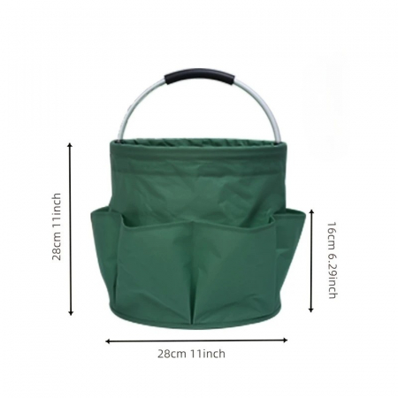 Geanta Cos pentru Scule de 17L, , Buzunare Exterioare, Cos de Picnic Portabil, Cos pentru Plaja, Cos pentru Curatenie, din Material Oxford 600 D, 28 x 28 x 28 cm, Verde [3]