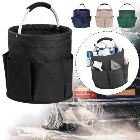Geanta Cos pentru Scule de 17L, , Buzunare Exterioare, Cos de Picnic Portabil, Cos pentru Plaja, Cos pentru Curatenie, din Material Oxford 600 D, 28 x 28 x 28 cm, Negru [4]
