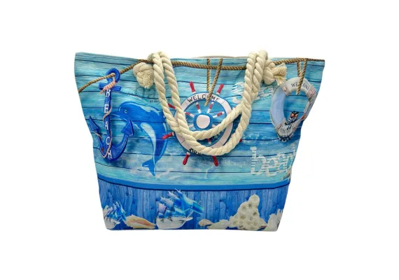 Haine si accesorii Engros - Geanta de Plaja Eleganta cu Design Marin - Stil Exclusivist pentru Vacante de Vis, Calitate Superioara, 