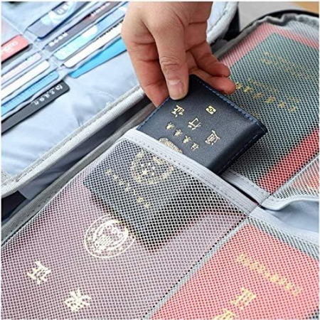 Geanta  pentru Depozitare Acte si Documente, Facturi, Carduri, cu Cod de Securitate, 3 Compartimente, Impermeabila, 37 x 10.5 x 27 cm, Gri [4]