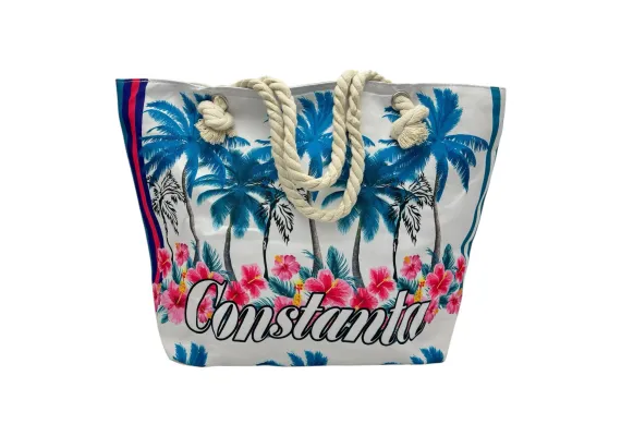 Haine si accesorii Engros - Geanta pentru plaja cu design marin – stil estival, 55x38cm, poliester 100%, 