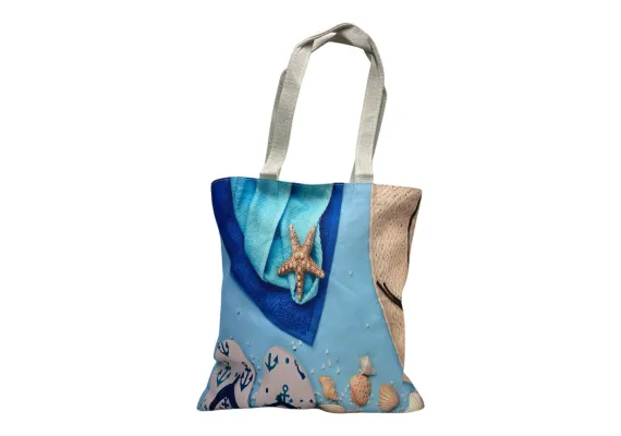 Haine si accesorii Engros - Geanta pentru plaja cu design marin – stil estival, poliester 100%, 