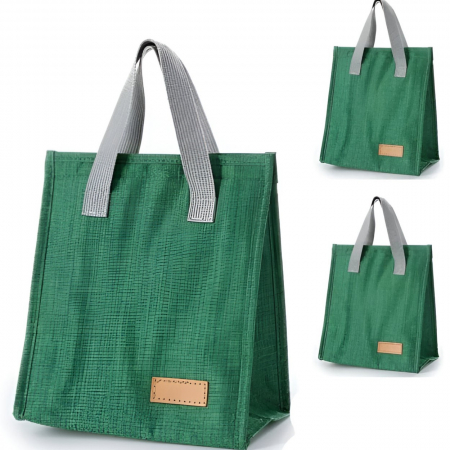 Geanta Termoizolanta Tip Bento Bag , Camping Cooler, Aluminiu, 22.5x13x25,5 cm, 3.3 L, Verde [2]