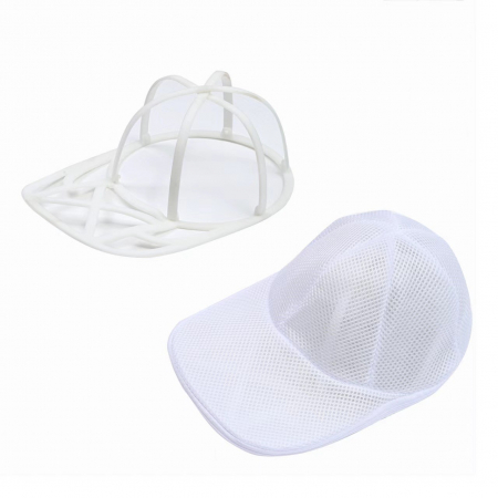 Curatenie, Organizare si Depozitare Engros - Husa de Spalare Sapca, , pentru Masina de Spalat, din Poliester, Circumferinta 53 cm, cu Fermoar, cu Suport Sapca, Alb