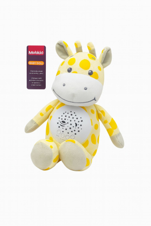 Jucarii interactive - Jucarie de plus Girafa cu proiectie lumini si melodii pentru bebelusi, 26x20x14cm