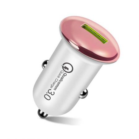 Incarcator Auto, , Incarcare Rapida QC3.0, USB, din ABS, Roz [2]