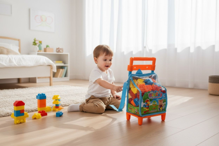 Set de Blocuri de Construit Play and Learn in Ambalaj Tip Troller , 27x14x12cm [1]