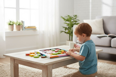 Joc Educativ din Lemn – Set Alimente si Accesorii de Gatit – Simulation Fun Toys, 30x30cm [1]