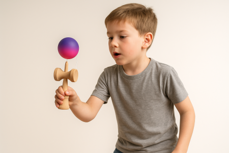 Kendama din lemn cu bilă degrade – jucărie educativă pentru copii [1]
