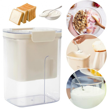 Kit Presa Pentru Branza, , Filtru de Iaurt, Strecuratoare de Iaurt Grecesc, Filtru de lapte, 18x9.7x13 cm, Lingura Alba 20x1.6 cm, Alb [6]