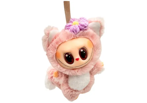 Jucarii de plus Engros - Labubu portabil roz, aproximativ 15cm – accesoriu colorat si versatil, 