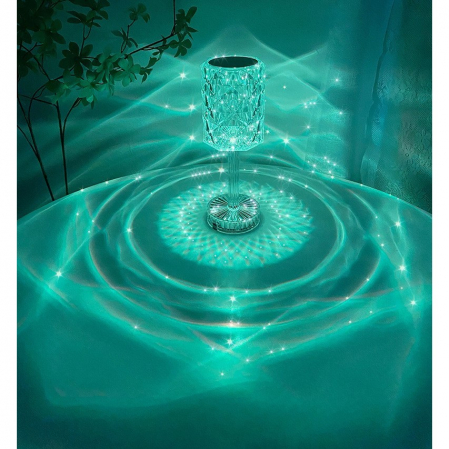 Lampa de birou pe LED RGB 16, , dimmer tactil, 3 nivele de intensitate, incarcare USB, 3W, Cristal Acrilic, 13x28 cm, cu telecomanda, forma veioza, transparent [6]