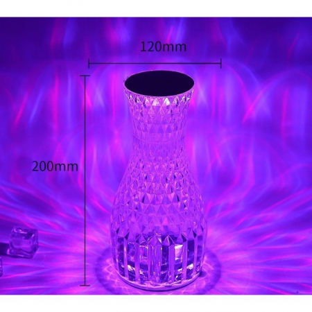 Lampa de birou pe LED RGB 16, , dimmer tactil, 3 nivele de intensitate, incarcare USB, 3W, Cristal Acrilic, 20x12 cm, cu telecomanda, forma vaza, transparent [7]