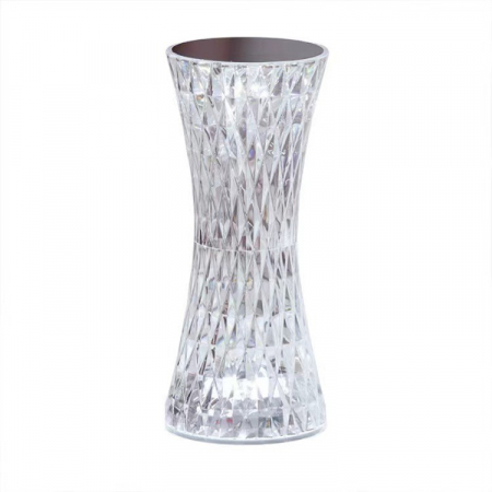 Articole pentru Casa Engros - Lampa de birou pe LED RGB 16, , dimmer tactil, 3 nivele de intensitate, incarcare USB, 3W, Cristal Acrilic, 8x19 cm, cu telecomanda, forma vaza, model 2, transparent