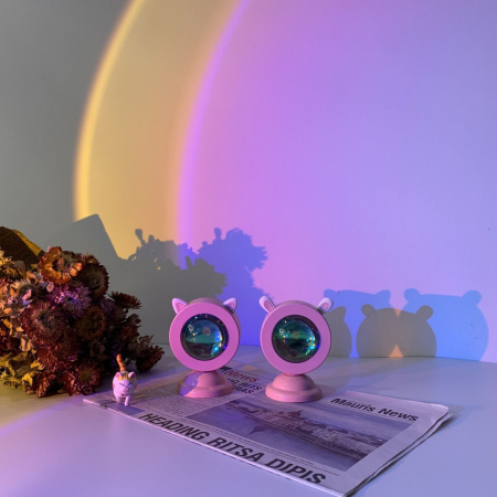 Lampa de veghe cu proiectie Multicolor RGB cu telecomanda, , lumina ambientala pentru atmosfera romantica, iepuras, Roz [1]