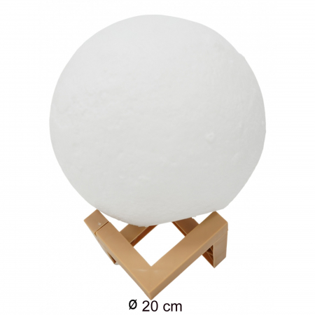 Lampa de veghe luna 3D Moon Light, lumina LED alb cald, alimentare baterii, stand din plastic, 20 cm,  [2]
