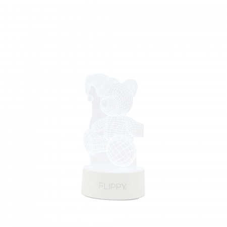 Lampa LED decorativa, , 3D, Urs cu palarie, cu telecomanda, doua moduri de alimentare USB si baterii, 20 cm inaltime, din material acril si lumina multicolora, alb [1]
