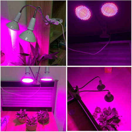 Lampa pentru cresterea plantelor de interior, , cap dublu, nu emana caldura, 290 leduri, 2 culori , prindere cu clips, 46x11.5x9.2 cm [5]
