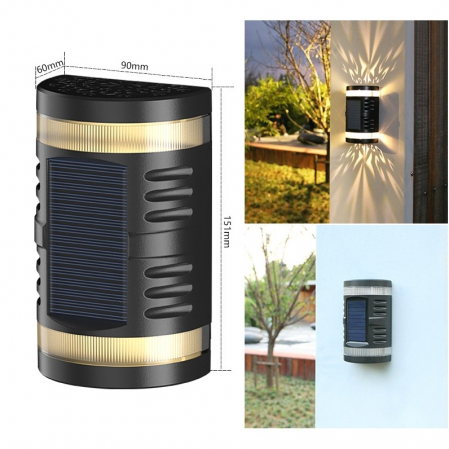 Lampa solara LED decorativa cu lumina bidirectionala ,  IP65, 1.2V, 600mah, 15.1 x 9 x 6 cm, material ABS, alb cald [1]