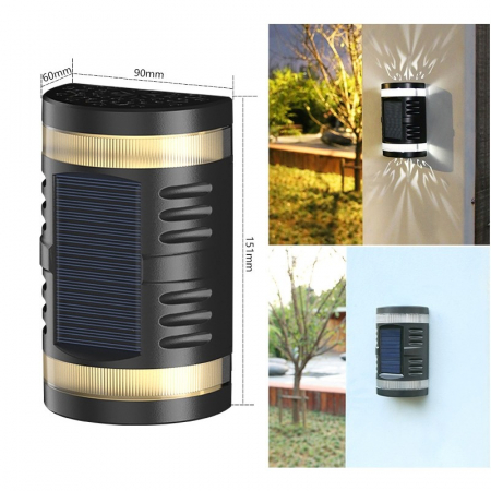 Lampa solara LED decorativa cu lumina bidirectionala ,  IP65, 1.2V, 600mah, 15.1 x 9 x 6 cm, material ABS, alb rece [1]
