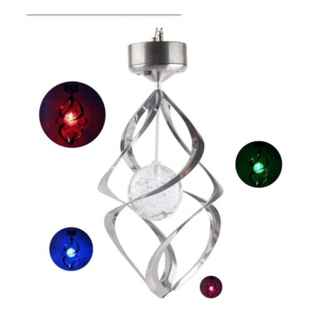 Lampa solara LED RGB spirala pentru gradina/terasa , se roteste de la vant, 35 x 5.5 cm, rezistenta la apa, 2V, 600 mAh, multicolor [3]