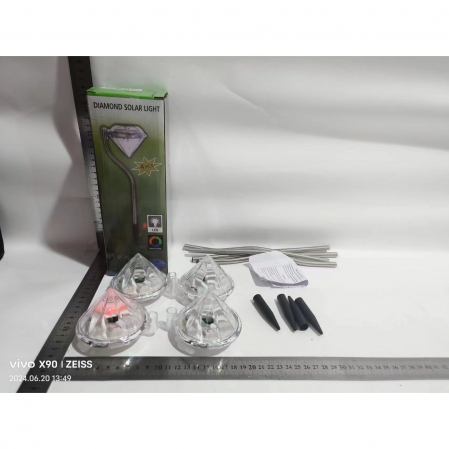 Lampa solara LED tip Diamant pentru gradina , inaltime 30 cm, 2V, ABS, 600mAh, multicolor [4]