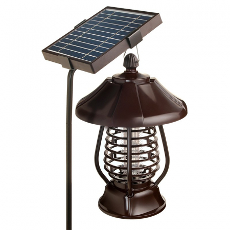 Lampa solara pentru gradina, anti-insecte, tantari, muste, UV, LED, material ABS, putere 5W, 1.2 V, autonomie 8 ore, 2 moduri de functionare, IP65, electric shock 380 volti, 30 x 19.5 cm, maro [9]