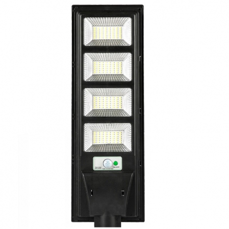 Bricolaj Engros - Lampa solara stradala , cu telecomanda, senzor de miscare si lumina, suport prindere, 192 LED-uri, IP65, ABS, 8AH, 200W, temperatura culoare 6500K, 58.6x18.8x5 cm, autonomie 10-12 ore, negru