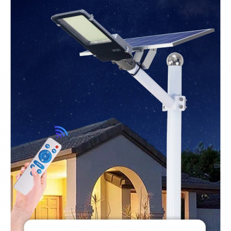 Lampa solara stradala , pentru curte sau strada, finisaj lucios, rezistent la apa, montare prin fixare, senzor lumina, baterie de litiu, IP65, lumina rece, putere 500W, autonomie 10 ore, 49.5 x 21 x 9 [8]